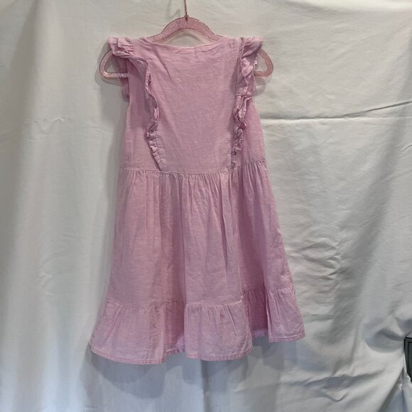 🏝️ Gymboree Girls Linen Cotton Dress Size 6 | Pink Flutter Sleeve | Vacation - Picture 3 of 3